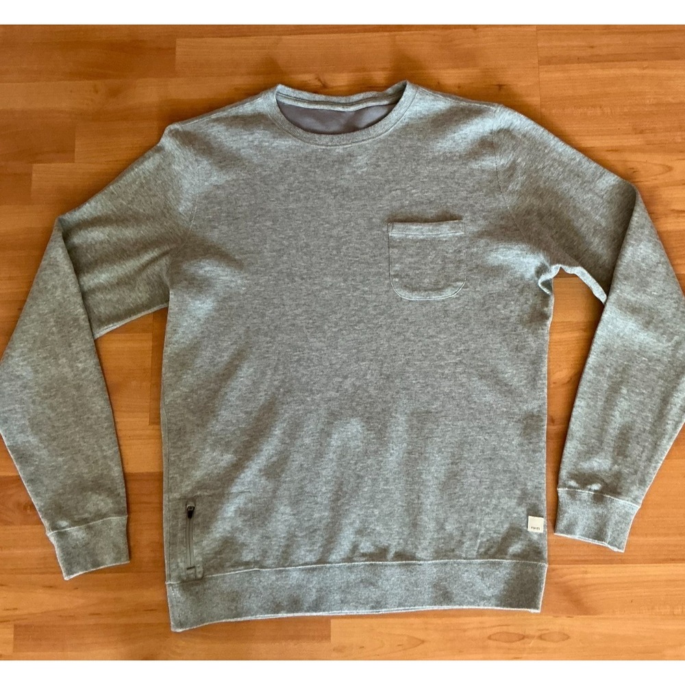 Vuori Jeffreys Crew Sweatshirt Mens L Heather Gray Pocket Pullover Casual